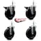 Service Caster 5'' Hard Rubber Wheel Swivel 7/16'' Grip Ring Stem Caster Set 2 Brakes, 4PK SCC-GR20S514-HRS-PLB-716138-2-S-2 - alternate 4